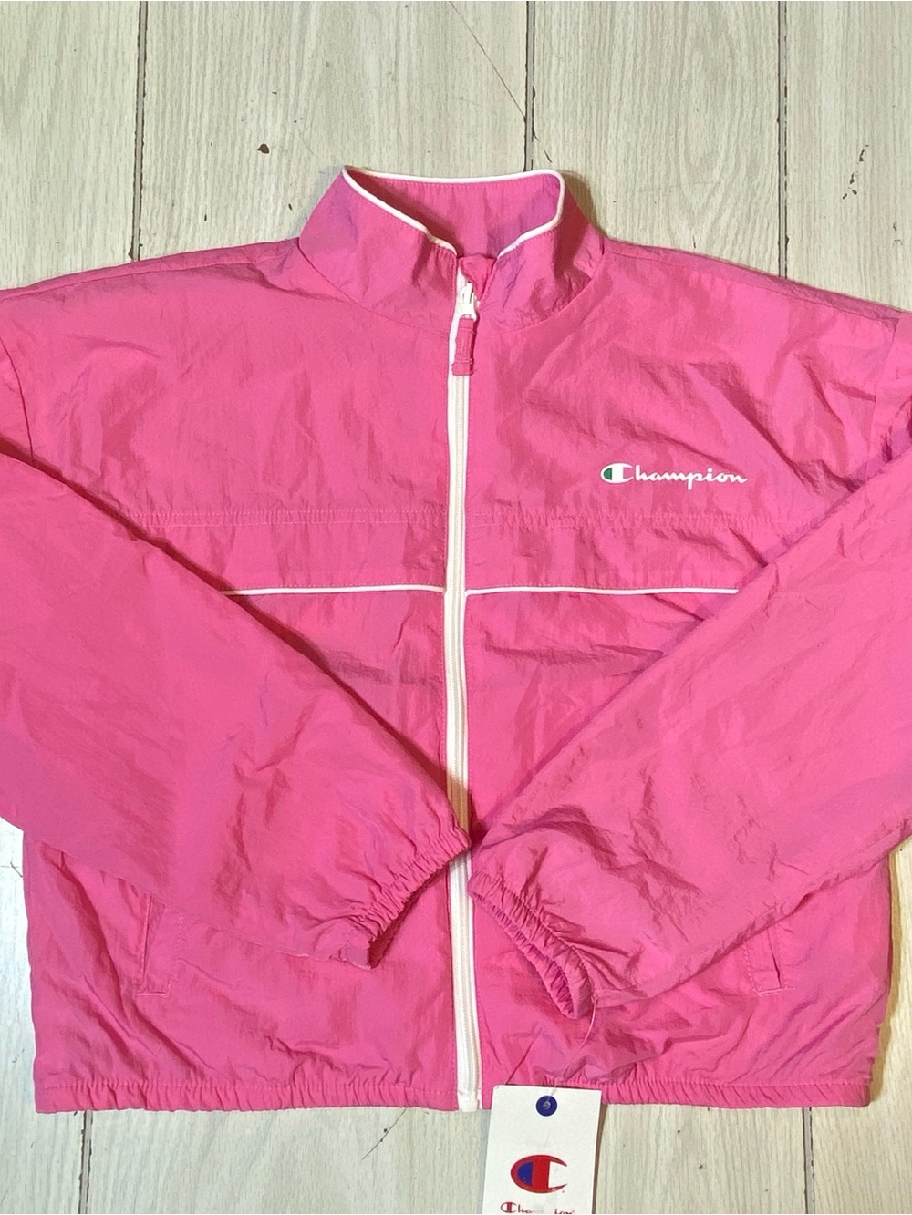 NWT Champion Girls Pink Windbreaker Jacket Full Zip Size L (14) Activewear